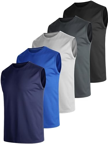 UEEKO Ärmellos Tank Top Herren 5er Pack Tanktop Sport Muscle Shirt Unterhemd Schnelltrocknend Atmungsaktiv Fitness Funktion Shirt Gym Running ärmelloses Shirt Herren(3XL)