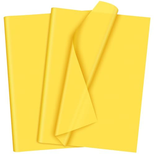 Morcheiong 120 Blatt Gelbes Seidenpapier, Kunst Geschenkverpackung, Seidenpapier Großpackung, für Bastelarbeiten, Blumen, Geburtstag, Herbst, Erntedankfest, Party, Festival