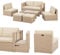 Juskys Polyrattan Gartenmöbel Set Salou - Outdoor Lounge wetterfest 6 Personen - Sitzecke mit Tisch & Kissen für Garten, Balkon, Terrasse - Creme/Sand