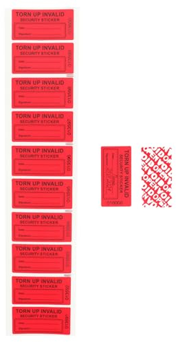 RLSYM 100Pcs Tamper Evident Security Labels 1x2 inch Red Complete Transfer Tamper Proof Stickers Safety Torn up Invalid Seals Tape (Red) (Red)