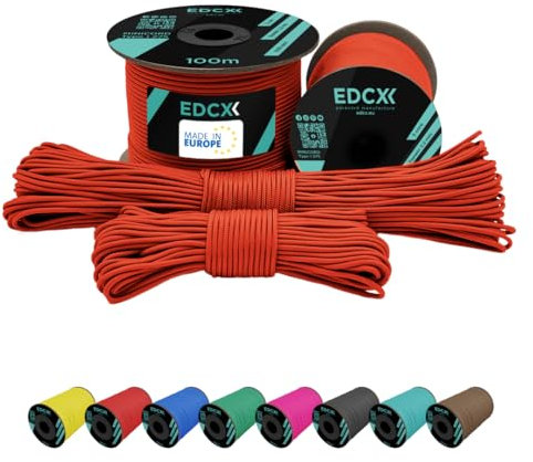 EdcX 2 mm Nylon Paracord 275 (15, 30, 50 and 100 m)– 100% Nylon rope, 3-Strand cord, Nylon cord 2 mm in Many Colours (Sofit Orange, 15 m)
