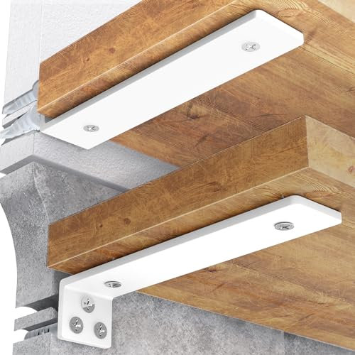 WELDUN 4 Stücke Regalhalterung Regalträger 20 cm, Schwerlast L Regalwinkel für die Wandmontage, Tragkraft 70 KG, Weiß