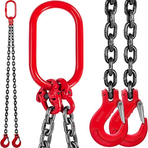 VEVOR Fionda a catena da 10 mm 1,5 m a doppio braccio portata 4 T, catena a doppio braccio, grado 80 per il sollevamento di fabbriche, cantieri, miniere, porti, industria edilizia