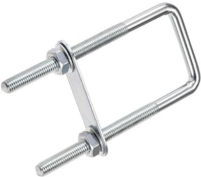 TOP-VIGOR M8 Square U-Bolts, 40mm Inner Width 120mm Length Steel U-Bolts with Nut, Plate, Washer for Building Installations Mechanical Parts Connection Cehicles Ships