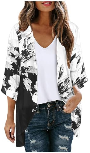 Lightweight Jackets For Women Uk Chiffon Kimono Cardigans Sale Women'S Beach Cover Ups Thin Summer Beachwear Hawaiian Floral Cardigans Kimono Ladies Chiffon Shawl