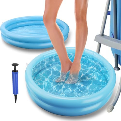 2 PièCes Baignoire Gonflable pour Pieds De Piscine,Pieds Propres,Bassin De Bain De Pieds pour éChelle D'EntréE De Piscine,Traitements Spa à Domicile,60x60x16cm