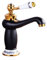MocArt 60102 Retro Mischer Wasserhahn, Badezimmer-Waschtischarmatur, Warm und Kaltwasserhahn, Keramik Ventilkern, Blau-weißer Porzellangriff, Wassereinsparung und Umweltschutz (schwarz + Gold Farbe)