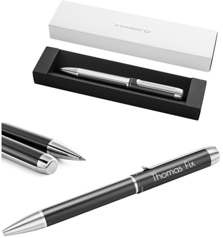 Pelikan Kugelschreiber Pura K40 mit Gravur Geschenk - einzigartige Stifte mit Namen - Kugelschreiber personalisiert (Anthrazit)