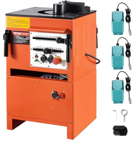 VEVOR Piegatrice Elettrica per Barre d'Armatura 1700W, Piegatrice Idraulica Angolo Piegatura 0°-180° 4-25mm con Accessori, con Accessori, Piegabarre Alta Potenza per Barre d'Acciaio Barre d'Armatura