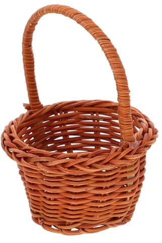 COLLBATH Mangogewebter Mini Minikorb Zum Basteln Korb Aus Natürlichem Rattan Kleine Geflochtene Körbe Mini Aus Rattan Dekorativer Kleiner Winziger Osterkörbe Brown Hölzern