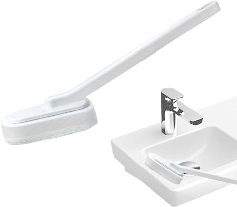 Long Handled Sponge - Wall Sponge Brush with Reusable Design, Washable for Easy Cleaning | Bathroom and Kitchen Cleaning Tool, Perfect for Hard-To-Reach Areas, Long Handle for Bathtub, Table