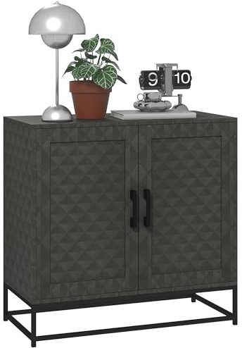 HOMCOM Modern Sideboard, Freestanding Sideboard Storage Cabinet with Adjustable Shelf and 2 Doors for Kitchen, Living Room, Grey