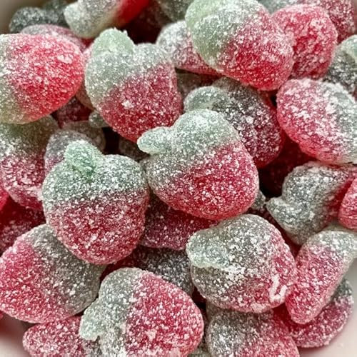 2kg Saure Erdbeeren Fruchtgummi – Veggie & Halal Sauer-gezuckert – Fruchtgummi mit Erdbeergeschmack – Großpackung für Partys, Events & Süßigkeiten-Liebhaber