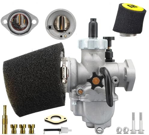 Motorrad Carburetor PE17mm/19mm/22mm/24mm/26mm/28mm Flansch Vergaser mit Carb Jets Schaum Luftfilter Reiniger für Roller Motor Heavy Duty Vergaser(22mmCarburetor Set)