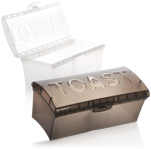 com-four® 2x Toastbrotbox - Frischhaltedose für Toast, Brotleibe und Brötchen - Brotkasten - Aufbewahrungsbox für Lebensmittel - Toast-Box aus transparentem Kunststoff (2 Stück - weiß/grau)