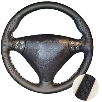 Handgenähte Mikrofaser-Leder-Lenkradhülle Für Mercedes Für Benz C SLK-Klasse W203 R171 2004–2008. Lenkradhülle Auto Lenkradabdeckung(Schwarz)