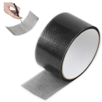 YZROHYI Nastro Zanzariera Ripara Nero 5 cm X 10 m,Kit Riparazione Zanzariere a Rullo,Aggiusta Zanzariera Adesiva,Scotch Rete per Zanzariere,Patch Ripara Zanzariere,Nastro Riparazione Porte Finestre