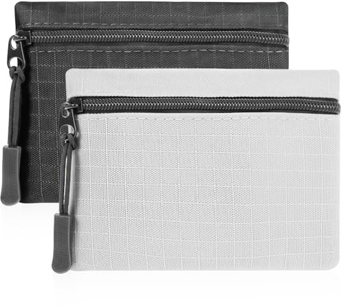 Lot de 2 porte-monnaie avec fermeture éclair pour femme, tissu Oxford, petit porte-monnaie pour filles et garçons, mini porte-monnaie portable pour homme et femme
