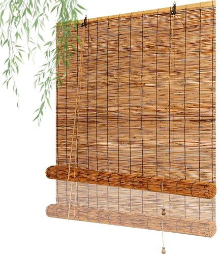 Tapparella in Bamboo Tende A Rullo Per Esterno 40 50 60 90 135 175cm con Sollevatore Fatto su Misura Facile da Installare Tende Schermature per La Privacy per Interni Estern Tende Avvolgibili in Canna