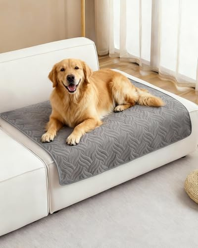 VICBINLY wasserdichte Hundedecke 100x80cm, rutschfeste Sofaschutz & Autositzschutz, Waschbare Anti‑Kratz Haustiermatte, Atmungsaktive Schutzdecke für Sofa, Bett, Auto & Outdoor, Grau