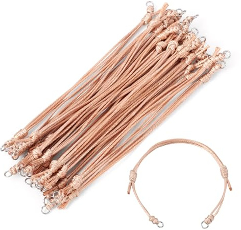 Sparkeads 20 Stück unbehandelte geflochtene Armband-Kordel 23,5 cm verstellbar gewachste Polyester Armband-Schnur für Paar-Armbänder DIY Schmuck-Basteln, BurlyWood