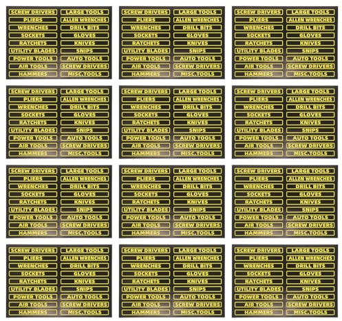 ELAYARD 40pcs Black Toolbox Organizer Labels Stickers Toolkit Identification Marking Decals for Tool Box Drawers, Garage Storage and Cabinet Tool Tags