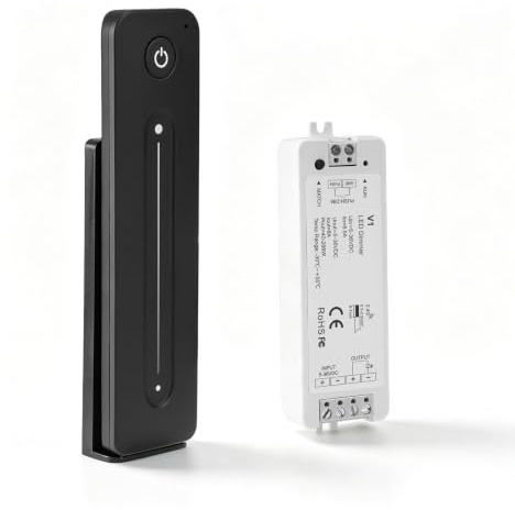 LED Dimmer mit Fernbedienung, Magnetische Wandmontage LED Strip Controller Touch Remote, DC 5V-36V 8A 2.4GHz RF Fernsteuerung Dimmschalter Dimmschalter für Einfarbig LED Streifen Dimmbar