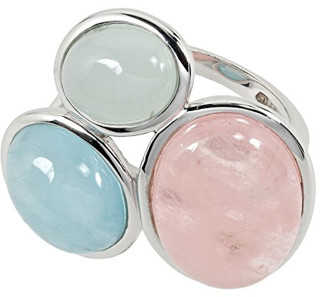 sogni d'oro Silberzeit Damen-Ring Sterling-Silber 925 rhodiniert Multiberyll Beryll rosa blau grün RW16