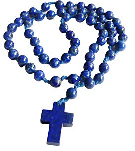 Rosenkranz Lapislazuli Edelstein 59 Kugeln mit Kreuz