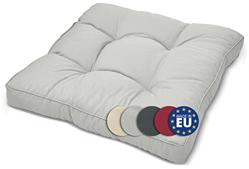 Beautissu Lounge Kissen Outdoor 40x40 cm Hellgrau – Bequemes Sitzkissen Gartenstuhl 10 cm dick Sitzpolster Auflagen für Rattanmöbel Gartenmöbel Polster für Stühle Sessel Stuhlauflage Indoor – xLuna