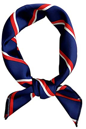 Frauen-Schal-Multifunktions-Seidenschals Satin-kleine quadratische Tücher dünne Retro-Haar-Riegel Griff Tasche Band Bandanas Damen Büro Nickituch (Striped Navy)