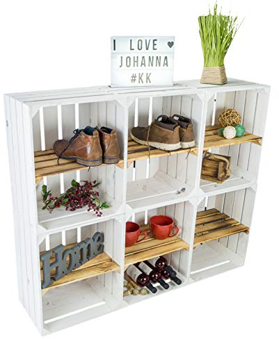 6er Set Johanna Weiss mit geflammter Einlage Quer Weinregal Kistenregal Obstkisten Weinkisten Regalkisten Kleider/-schuhregal