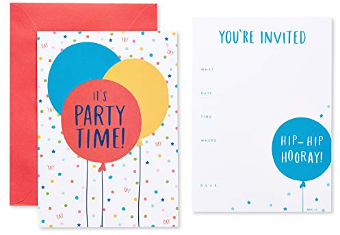 American Greetings Party-Einladungen und Umschläge, perfekt für jeden Geburtstag oder besonderen Anlass, mehrfarbige Luftballons (25 Stück)