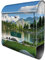 banjado® Design Briefkasten personalisiert Gebirgssee 38,5x46,5x13cm & 2 Schlüssel - Briefkasten Stahl Silber Zeitungsfach pulverbeschichtet - Postkasten A4 Einwurf inkl. Montagematerial