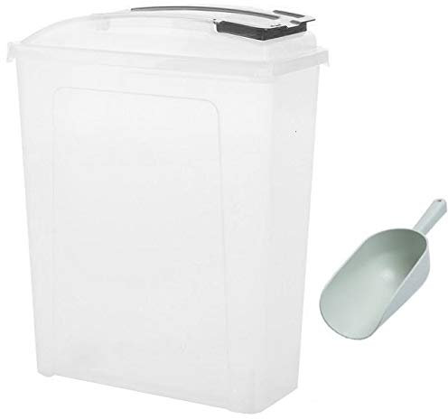 Muddy Hands 25 Litre Slim Plastic Bin Dry Food Storage Animal Cat Dog Pet Bird Feed Container + SCOOP