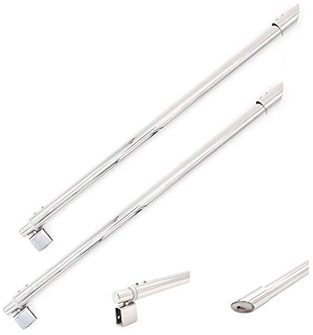 NUZAMAS - Juego de 2 barras telescópicas para mampara de ducha (600 mm a 800 mm, de cristal a pared, 25 mm, compatible con cristal de 8 mm a 12 mm, brazo de apoyo de acero inoxidable
