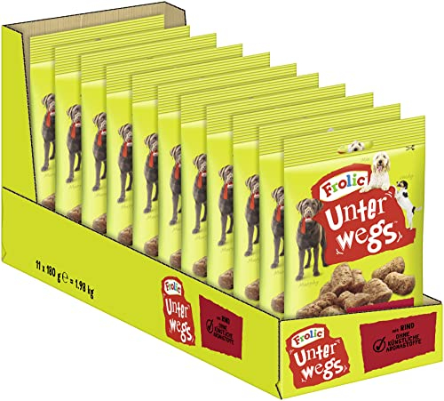Frolic Hundesnacks Hundeleckerli Unterwegs mit Rind, 11 Packungen (11 x 180 g)