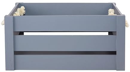 Grey Paint Rope Handle Storage Wooden Crates shelve Box Hampers (Large)