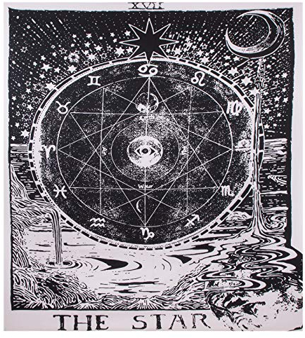 QH-Shop Wandteppich Tarot Psychedelische Wandbehang der Mond Mittelalter Europa Divination Hippie Tapestry Mit Nägel für Zimmer Dekor 130 x 150cm