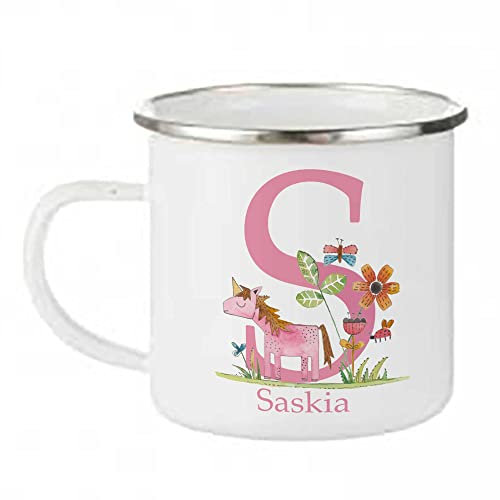 Personalised Children's Girls Unicorn Enamel Camping Mug-Kids Cups-Custom Made Mug- Boy Girl Personalised