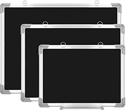 euroharry Premium Magnetic Chalk Black Board Schwarze Tafel Schwarzen Brett with Aluminium Frame Blackboard Magnettafel Tafel für Kinder, Büro, Küche, 70x50 cm schwarz