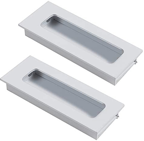 Confezione da 2 Maniglie da incasso per porta scorrevoli da incasso a scomparsa Tiretti nascoste in Lega di alluminio Pomello per cassetti Maniglione per porta,bianca (Hole distance 96mm)