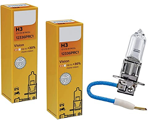 2x Philips H3 55W 12V PK22s 12336PRC1 Original Vision +30% Standard Weiß Ersatz langlebig Scheinwerfer Halogen Auto Lampe - E-geprüft