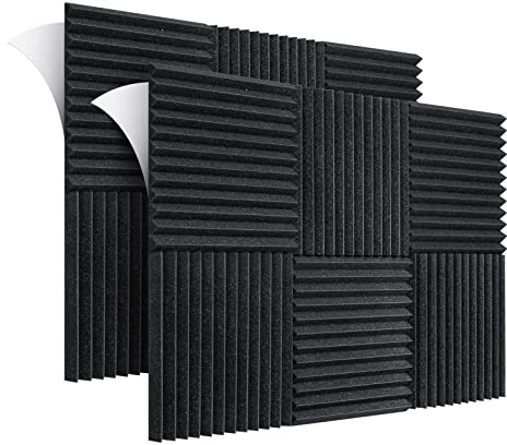 Wemk Akustikschaumstoff, 24 Stück Noppenschaumstoff mit Selbstklebender Rückseite, Akustik Platten Akustikschaumstoff Schall Dämmung für Tonstudio, Arbeitszimmer, Partykeller, Heimstudio-30x30x2.5cm