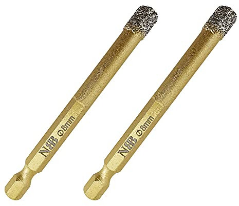 NBB Punte diamantate con codolo esagonale E6,3, per foratura a secco in porcellana dura, ceramica, piastrelle, granito, marmo, meglio bagnate, utilizzate in trapani con filo o cordless (2, 8mm)