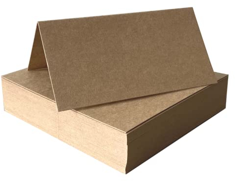 PuK Krämmer GmbH Tischkarten Kraftpapier braun 200 Stück | blanko unbedruckt | 50, 100 oder 200 Stück Set | Tischkarten, Namensschilder, Platzkarten | für Hochzeit, Geburtstag uvm | selbst beschriften