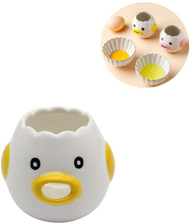 RUITASA Convenient Egg Separator,Lovely ceramic cartoon interesting vomiting small egg yolk,separator separator roast small kitchen tools (yellow)