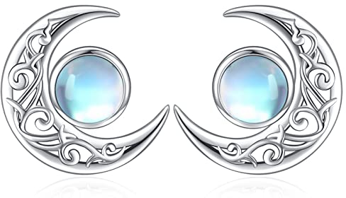 Eusense Mondstein Ohrringe Mond Ohrstecker 925 Sterling Silber Mondsteinschmuck für Frauen Mädchen