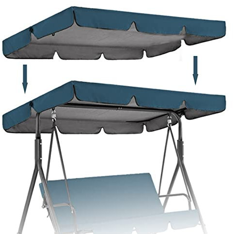 Patio Canopy Swing Cover Replacement Canopy for Swing Seat 2 & 3 Seater Swing Chair Canopy Cover Anti-UV/Waterproof Hammock Cover Top for Outdoor Garden Patio,Navy,190 * 132 * 15cm