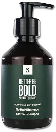 BETTER BE BOLD Pflegendes Glatzenshampoo (0-6mm) | Reinigt effektiv | pH-balanced | Feuchtigkeitsspendend | Hautberuhigend | Wundheilend bei Rasurbrand | Premium-Pflege für Glatzenträger | 200ml